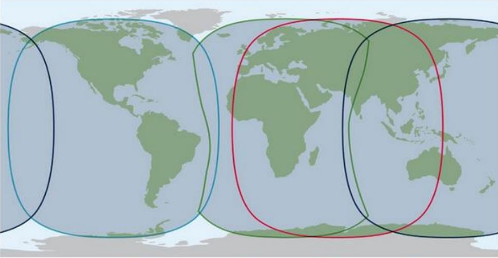 Карта покрытия услуг Inmarsat Fleet One GLOBAL